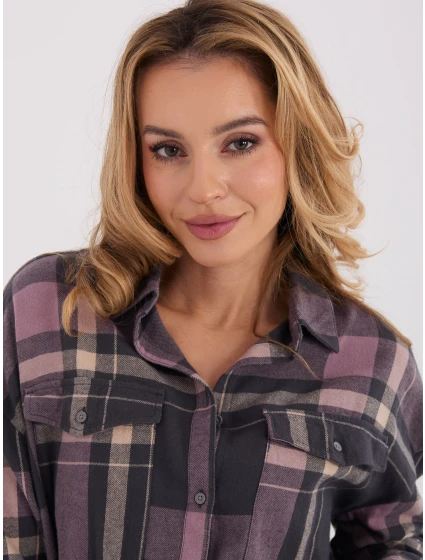 Košile D71720Z11085B šedorůžová Košile D71720Z11085B šedorůžová