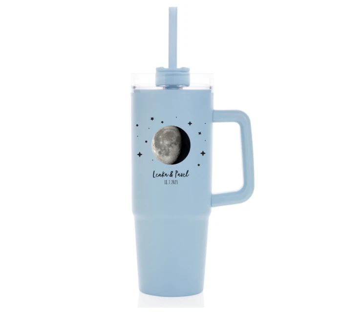 Personalizovaná termoska s průhledným víčkem s měsíční fází 