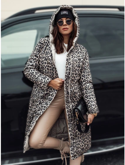 Dámská dlouhá prošívaná bunda s kapucí oboustranná béžová Dstreet model 21980854 - FashionStreet