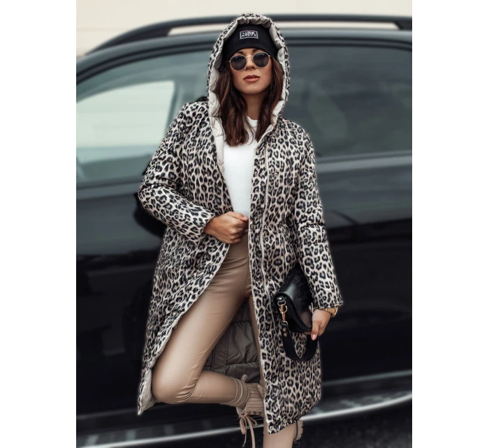 Dámská dlouhá prošívaná bunda s kapucí oboustranná béžová Dstreet model 21980854 - FashionStreet