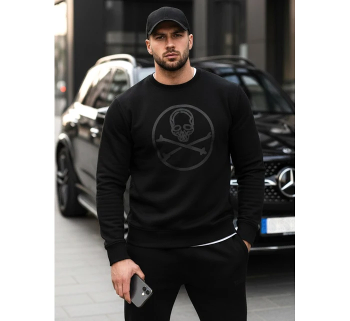 Pánská mikina s potiskem černá FashionStreet BX5948 Pánská mikina s potiskem černá FashionStreet BX5948