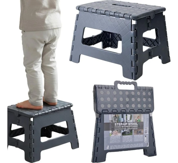 PROTISKLUZOVÁ SKLÁDACÍ STOLIČKA ŠEDÁ