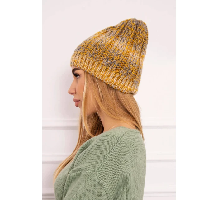 Fleecová čepice Melisa K241 hořčicová+šedá