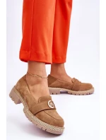 Elegantní mokasíny tmavě béžové semišové model 21613258 - Boto