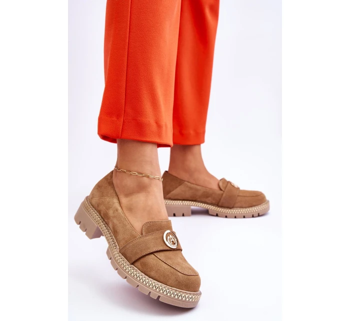 Elegantní mokasíny tmavě béžové semišové model 21613258 - Boto