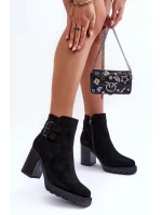 Kožené Boty Na Podpatku Černé model 21632219 - Boto