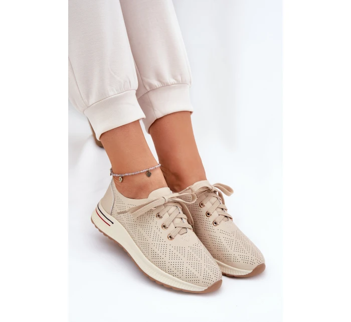 Dámské Kožené Lehká Polobotky model 21691712 Béžové - Artiker