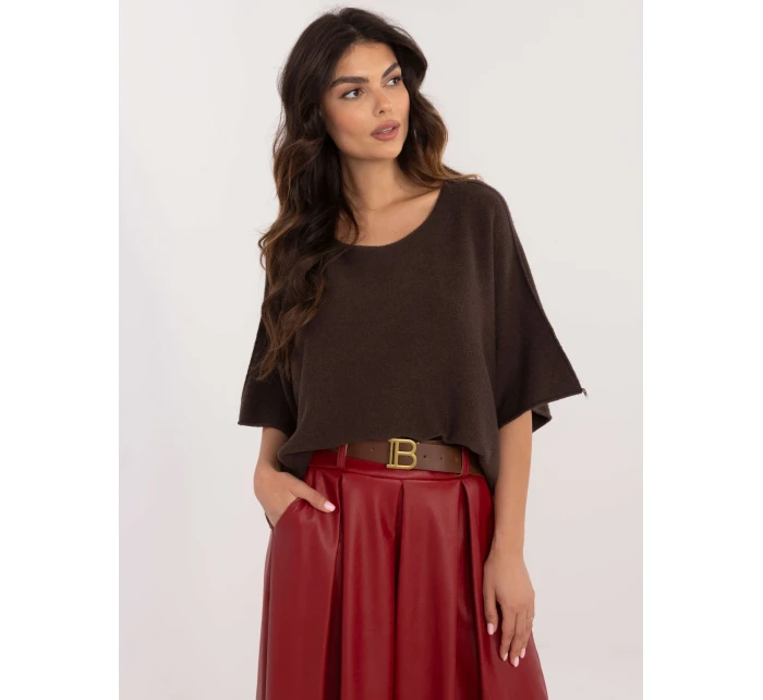 Sweter IT SW model 21877691 ciemny brązowy - FPrice Sweter IT SW model 21877691 ciemny brązowy - FPrice