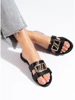 Zajímavé dámské nazouváky černé bez podpatku Zajímavé dámské nazouváky černé bez podpatku