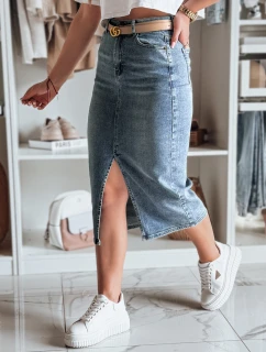 Džínová midi sukně s rozparkem DENIZA modrá FashionStreet CY0484