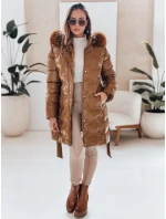 Dámská zimní bunda prošívaná s kapucí kávová Dstreet model 21990468 - FashionStreet