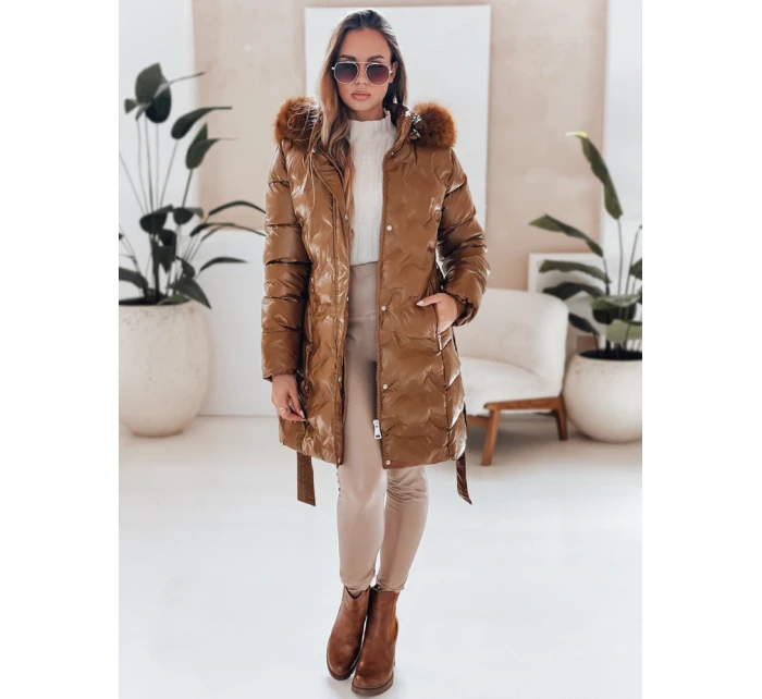 Dámská zimní bunda prošívaná s kapucí kávová Dstreet model 21990468 - FashionStreet