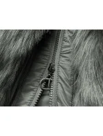 Prošívaná dámská zimní bunda v khaki barvě s kapucí (aura) Prošívaná dámská zimní bunda v khaki barvě s kapucí (aura)