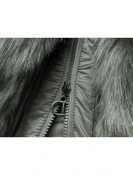 PIKOWANA ZIMOWA KURTKA DAMSKA Z KAPTUREM KHAKI model 21242102 - GDL - GOODLOOKIN