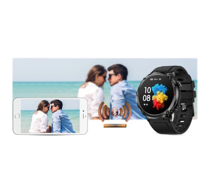 Chytré hodinky Gravity GT21-6 + červený silikonový řemínek