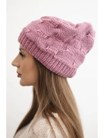 Dámská zimní čepice z vlny s ozdobným vzorem K451 fialová Dámská zimní čepice z vlny s ozdobným vzorem K451 fialová
