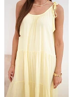 Dámské viskózové šaty na zavazovací ramínka žlutá