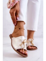 Kožené Dámské pantofle Nicole model 21580884 Bílý a zlatá - Zazoo