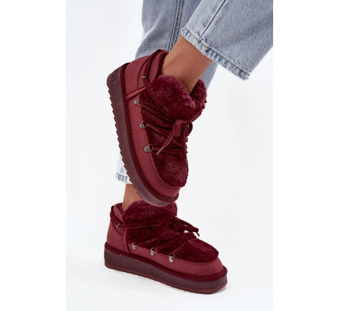 Nízké sněhule na platformě s kožíškem D.Franklin DFSH370011 bordové