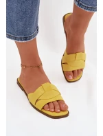 Dámské ploché sandály s pásky Eko Zamszové Žluté model 21937439 - Boto