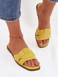 Dámské ploché sandály s pásky Eko Zamszové Žluté model 21937439 - Boto