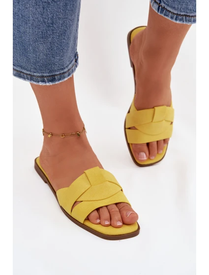 Dámské ploché sandály s pásky Eko Zamszové Žluté model 21937439 - Boto
