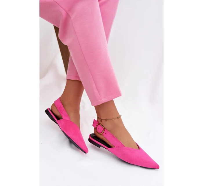Baleríny s Zlatým Přezkou Eco Semišové Růžové model 21937565 - Boto