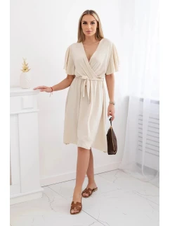 Šaty s vrstveným výstřihem IT-42 béžové - Kesi