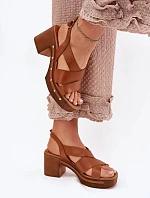 Sandály na podpatku 1081 Hnědé - Step in style