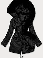 Dámská parka s kožešinou černá (5m762-392)