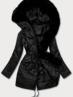 Dámská parka s kožešinou černá (5m762-392)