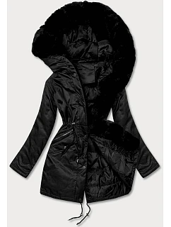 Dámská parka s kožešinou černá (5m762-392)
