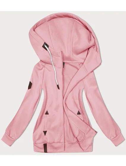 Růžová hladká dámská rozepínací mikina model 19656370 - 6&8 Fashion