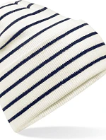 Beechfield B 39R Pletená čepice s pruhy a manžetou 53.039R soft white/french navy