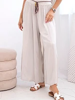 Dámské kalhoty z viskózy se širokými nohavicemi tmavě béžová