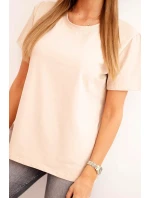Dámská bavlněná blůza model 21308403 střihu béžová - K-Fashion Dámská bavlněná blůza model 21308403 střihu béžová - K-Fashion