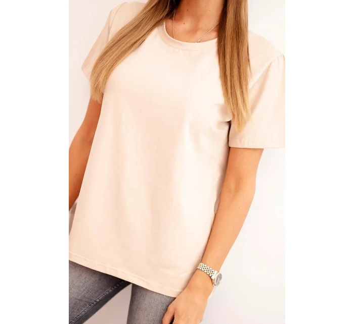 Dámská bavlněná blůza model 21308403 střihu béžová - K-Fashion Dámská bavlněná blůza model 21308403 střihu béžová - K-Fashion