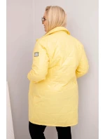 Dámská bunda Plus Size prošívaná s ozdobnými knoflíky a límcem žlutá