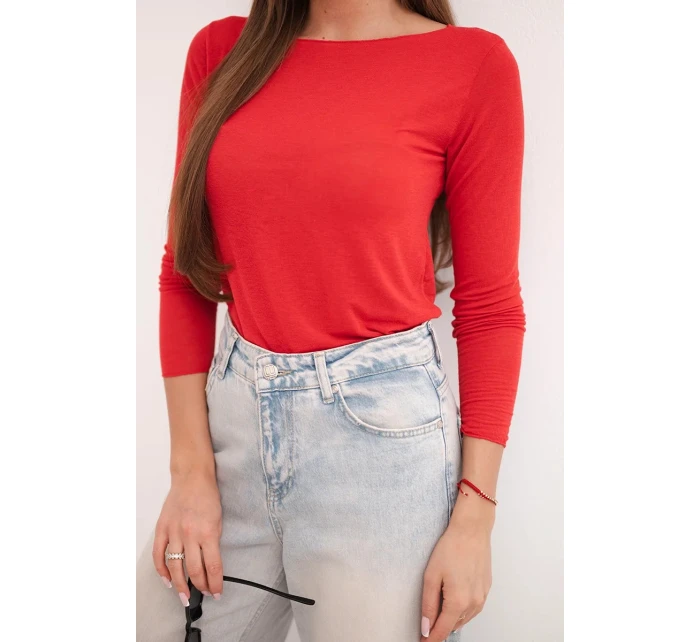 Dámská svetr z model 21937960 s kulatým výstřihem a dlouhým rukávem červená - K-Fashion Dámská svetr z model 21937960 s kulatým výstřihem a dlouhým rukávem červená - K-Fashion