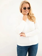Dámský svetr Plus Size z viskózy s rolákem ecru