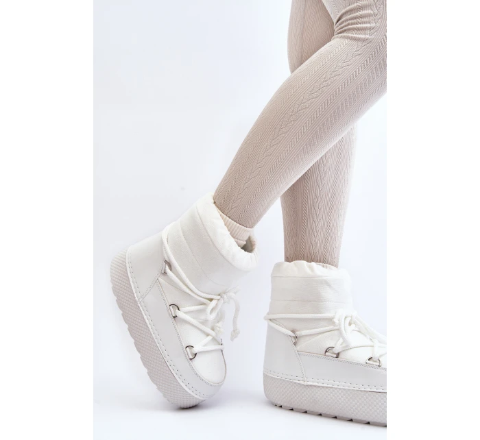 Dámské bílé zimní boty s vázáním model 21644962 - Boto Dámské bílé zimní boty s vázáním model 21644962 - Boto