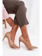 Lakované lodičky z eko kůže tmavě béžové Jonira