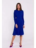 S378 Rozšířené šaty s páskem - královská modř