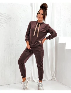 Dámský velurový komplet v čokoládové barvě (637)