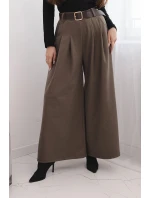 Dámské kalhoty se širokým nohavicí a páskem fango Dámské kalhoty se širokým nohavicí a páskem fango