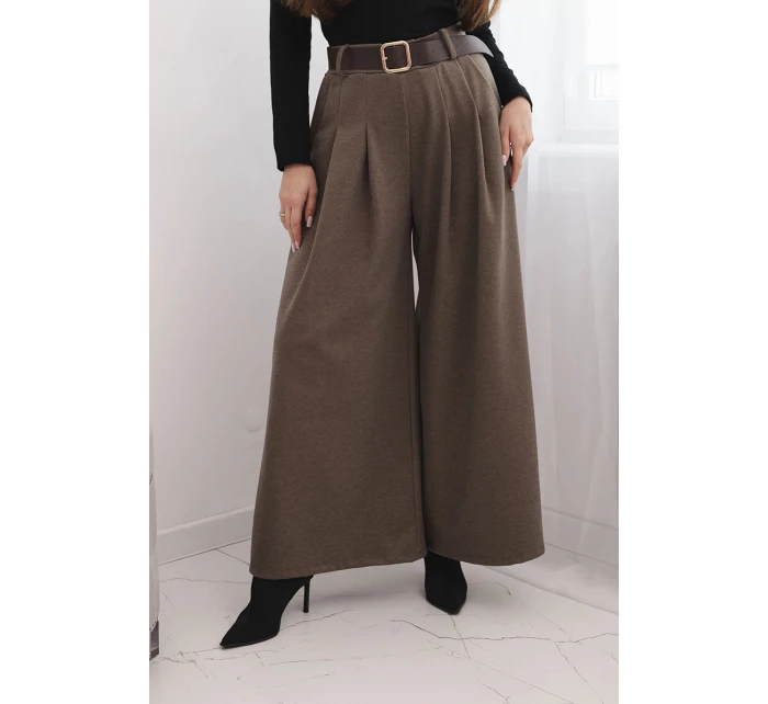 Dámské kalhoty se širokým nohavicí a páskem fango Dámské kalhoty se širokým nohavicí a páskem fango