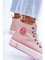 Dámské vysoké textilní tenisky na platformě Big Star model 21608432 Růžová - Big Star Shoes Dámské vysoké textilní tenisky na platformě Big Star model 21608432 Růžová - Big Star Shoes
