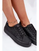 Dámské tenisky z ECO kůže na platformě Big Star – černé Dámské tenisky z ECO kůže na platformě Big Star – černé