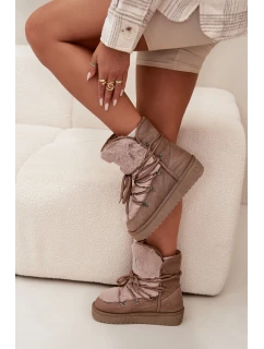 Dámské sněhule D.Franklin na platformě s kožešinou – béžové