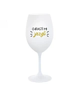 CHRASTÍ MI JAZYK - bílá  sklenice na víno 350 ml